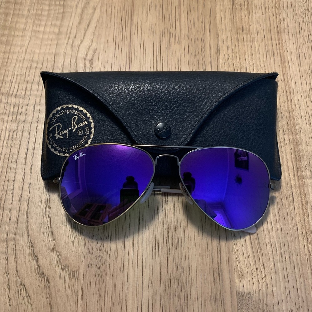 Adult Authentic Ray-Ban Aviator Sunglasses Purple RB3025 58mm